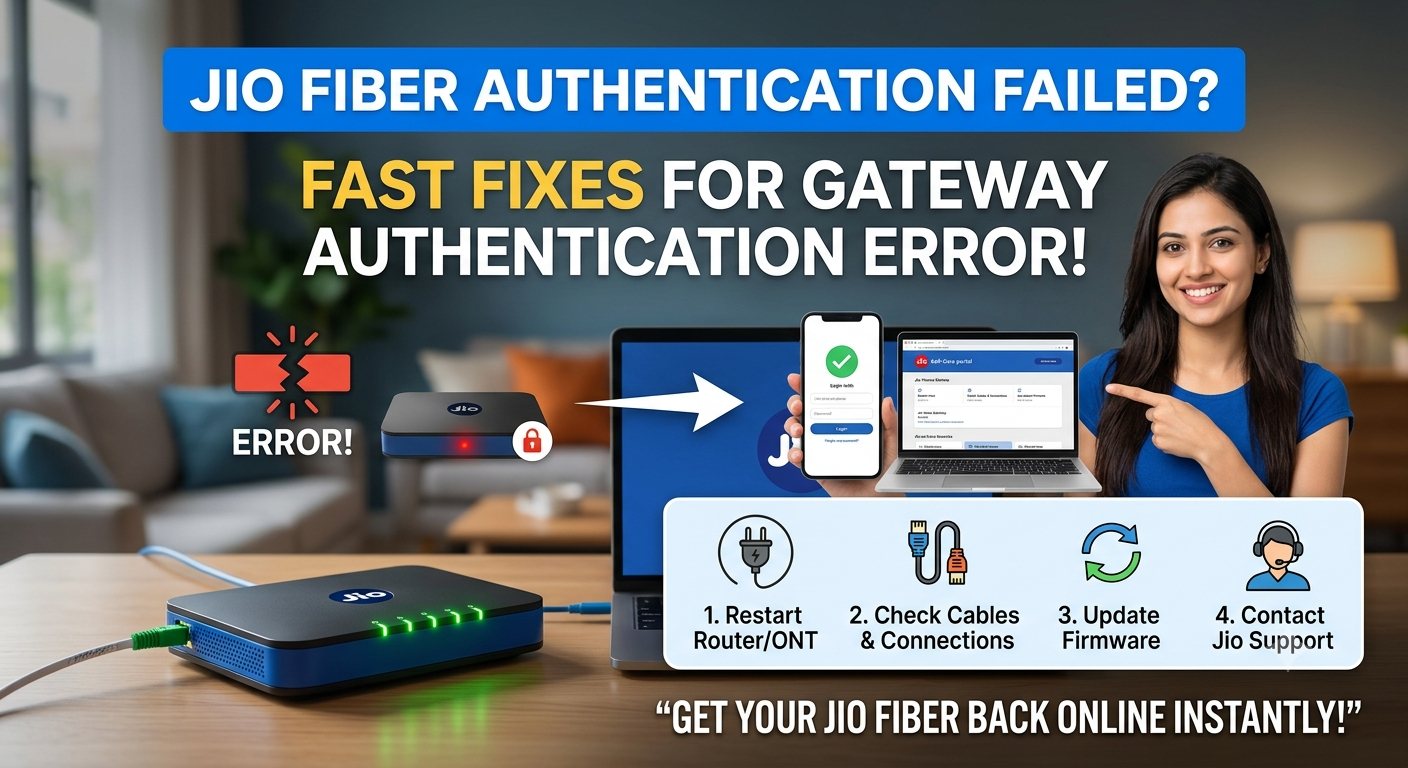 Jio Fiber gateway authentication failed error solution