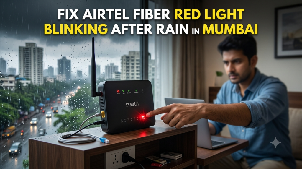 Airtel fiber red light blinking after rain Mumbai fix