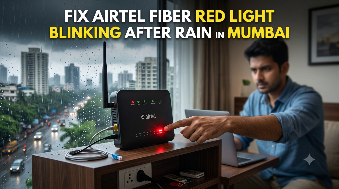 Airtel fiber red light blinking after rain Mumbai fix